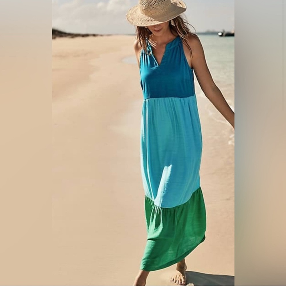 J. Jill Blue and Green Maxi Dress